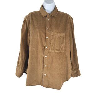 AYR Corduroy Shirt Medium Brown Button Front Cotton Long Sleeve TP-3841